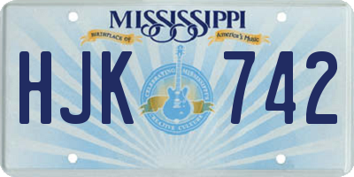 MS license plate HJK742