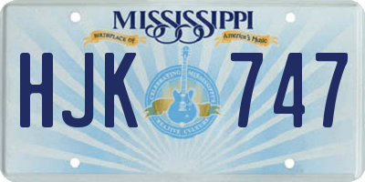 MS license plate HJK747