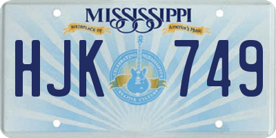 MS license plate HJK749