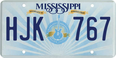 MS license plate HJK767