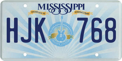 MS license plate HJK768