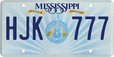 MS license plate HJK777