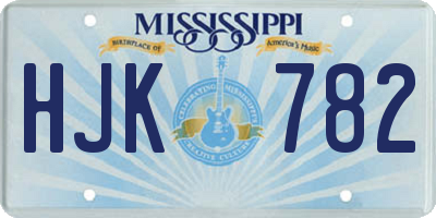 MS license plate HJK782