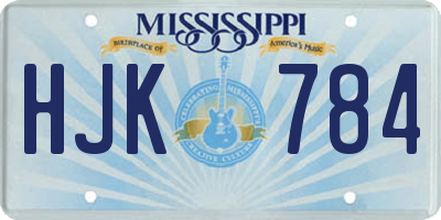MS license plate HJK784