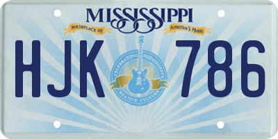 MS license plate HJK786