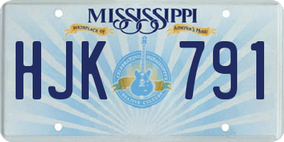 MS license plate HJK791