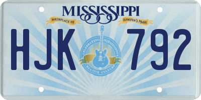 MS license plate HJK792