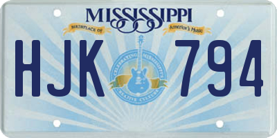 MS license plate HJK794