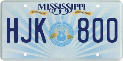 MS license plate HJK800