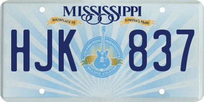 MS license plate HJK837