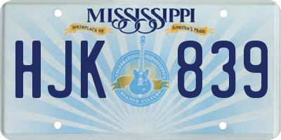 MS license plate HJK839
