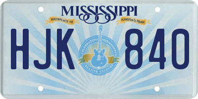 MS license plate HJK840