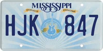 MS license plate HJK847