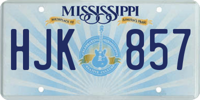 MS license plate HJK857