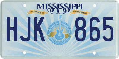 MS license plate HJK865
