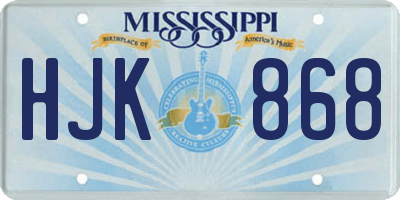MS license plate HJK868