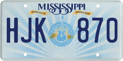 MS license plate HJK870