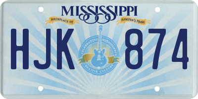 MS license plate HJK874