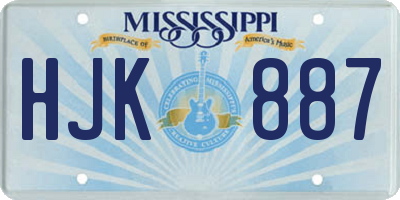 MS license plate HJK887