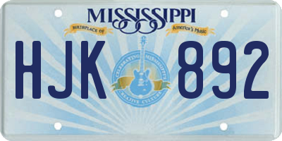 MS license plate HJK892