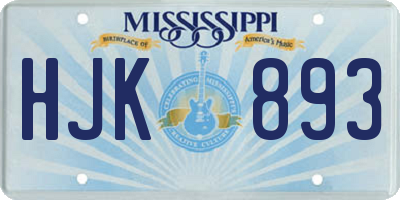 MS license plate HJK893