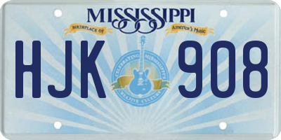 MS license plate HJK908