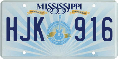 MS license plate HJK916