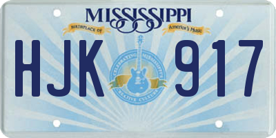 MS license plate HJK917