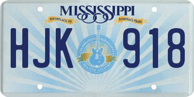 MS license plate HJK918