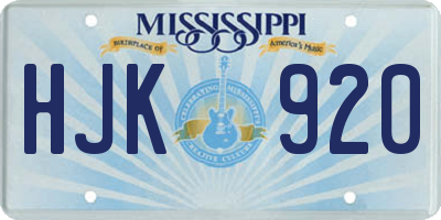 MS license plate HJK920
