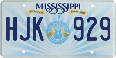 MS license plate HJK929