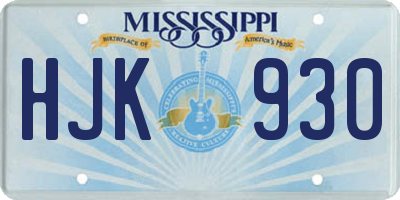MS license plate HJK930