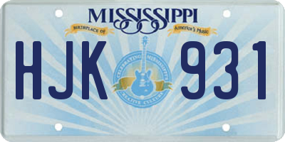 MS license plate HJK931
