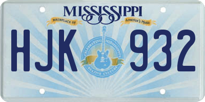 MS license plate HJK932