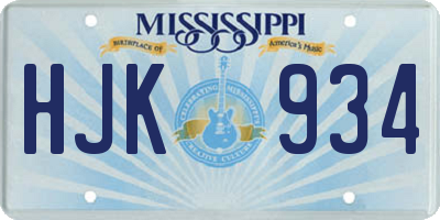 MS license plate HJK934