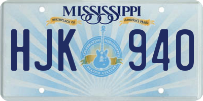 MS license plate HJK940