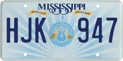 MS license plate HJK947