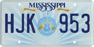 MS license plate HJK953