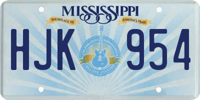 MS license plate HJK954