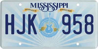 MS license plate HJK958