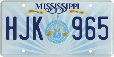 MS license plate HJK965