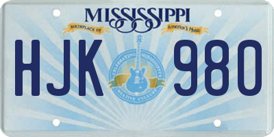 MS license plate HJK980