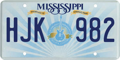 MS license plate HJK982