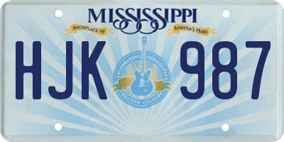 MS license plate HJK987