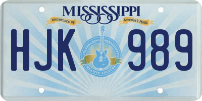 MS license plate HJK989