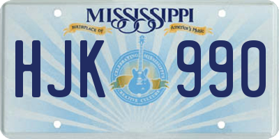 MS license plate HJK990