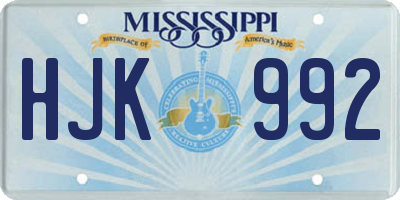 MS license plate HJK992