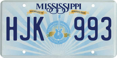 MS license plate HJK993