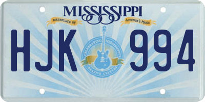 MS license plate HJK994