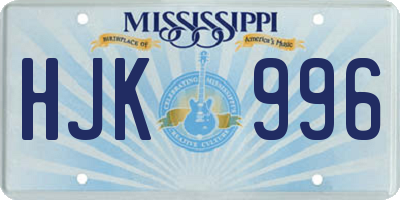 MS license plate HJK996